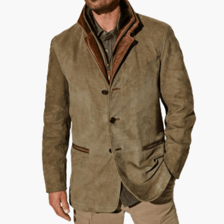 Men's Winter Jacket in Suede Leather with Buttons | Altivaro