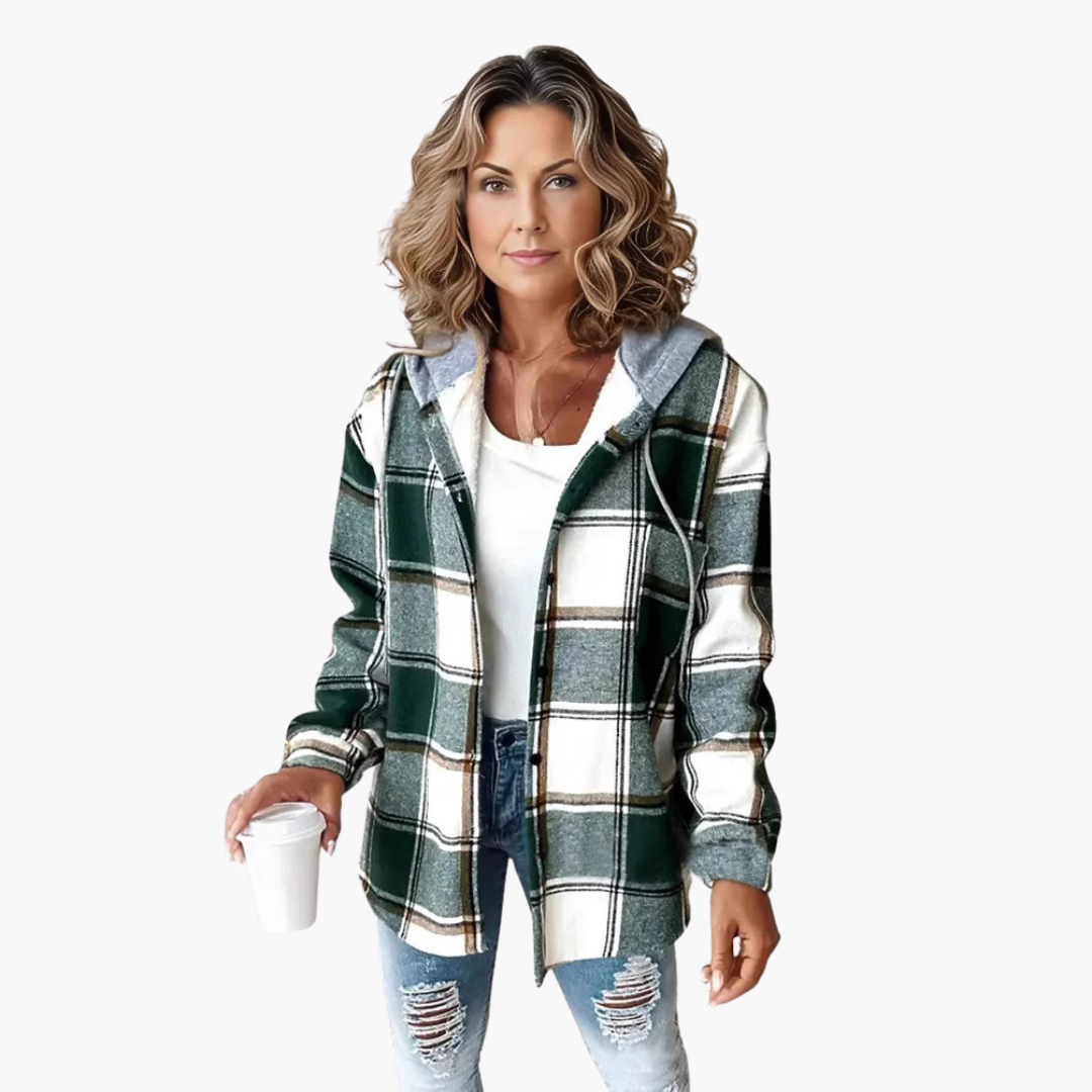 Giacca con Cappuccio da Donna a Quadri con Zip | Altivaro