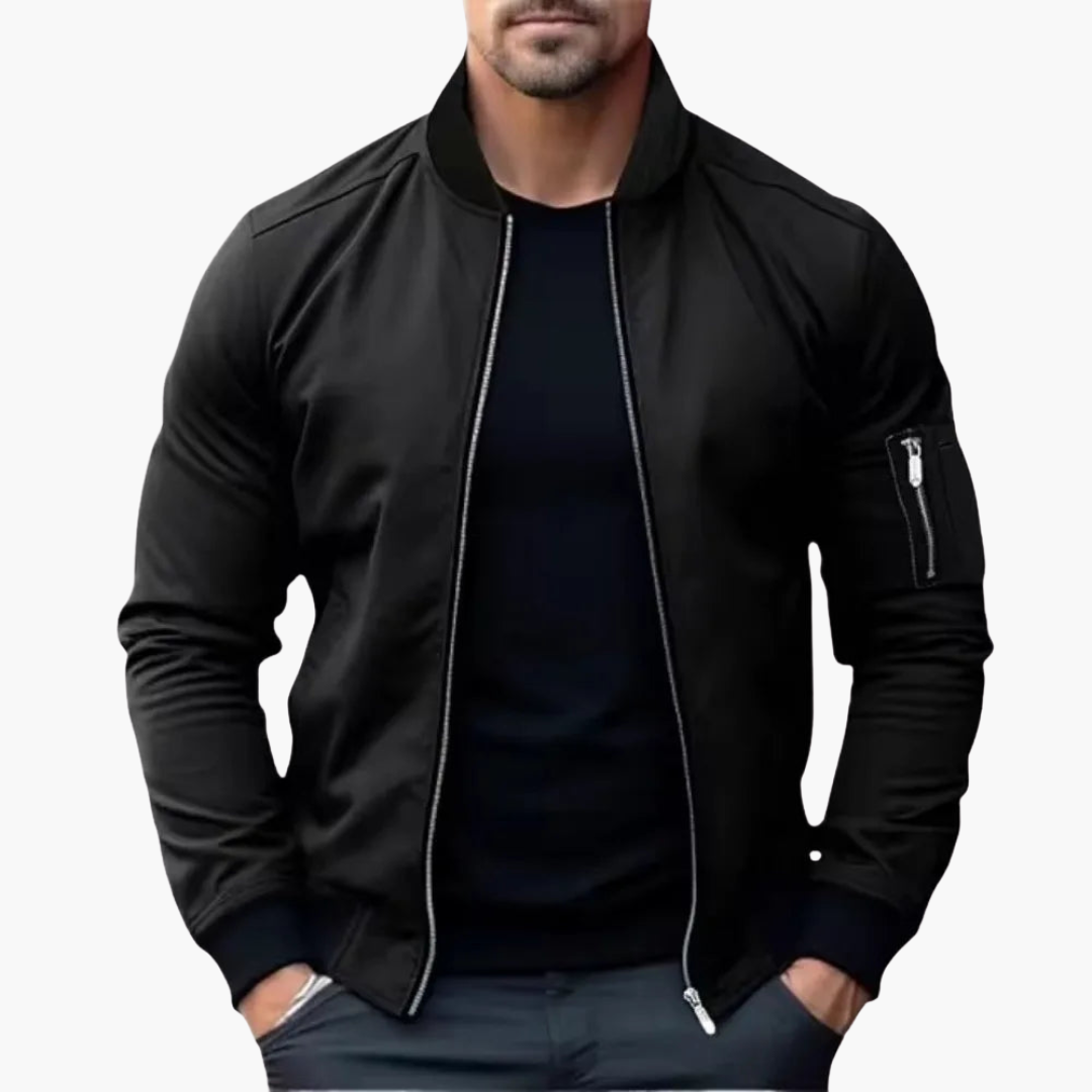 Men's Bomber Jacket in Lightweight Fabric with Front Zip | Altivaro