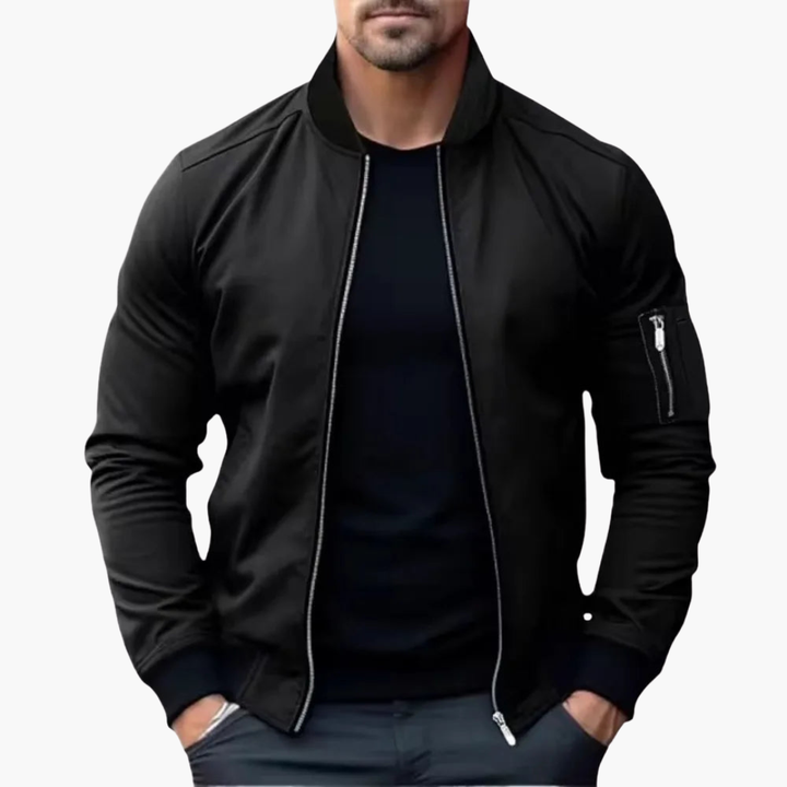 Men's Bomber Jacket in Lightweight Fabric with Front Zip | Altivaro
