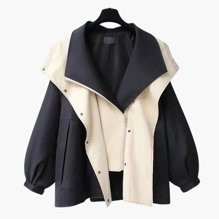Women's Casual Jacket with Wide Collar and Zip | Altivaro