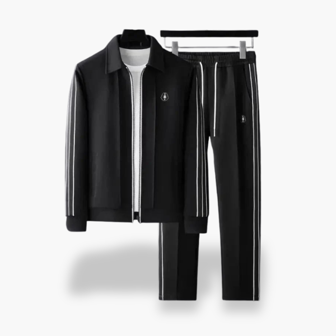 Tuta Uomo con Zip e Strisce Bianche | Altivaro