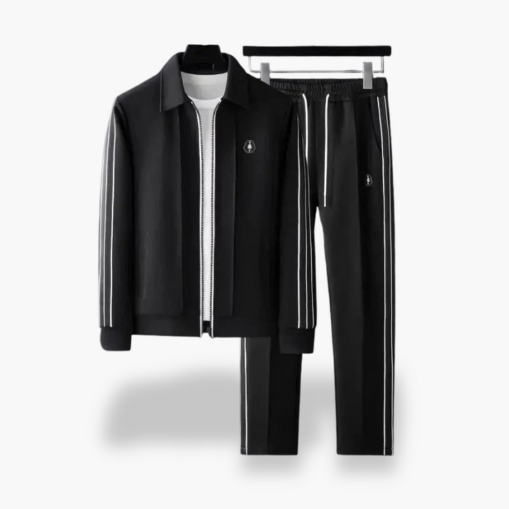 Tuta Uomo con Zip e Strisce Bianche | Altivaro