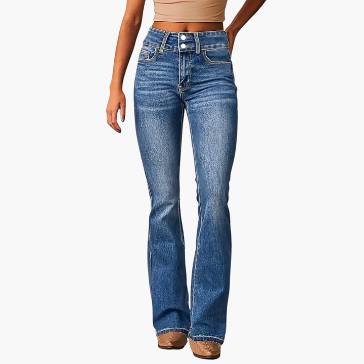 Jeans Bootcut Donna con Vita Alta e Bottoni | Altivaro