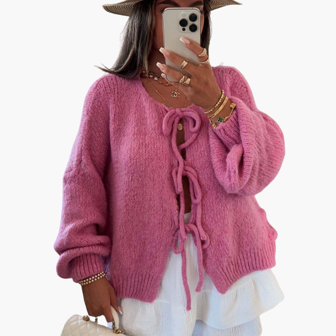 Cardigan con Laccetti e Maniche Larghe per Donna in Maglia | Altivaro