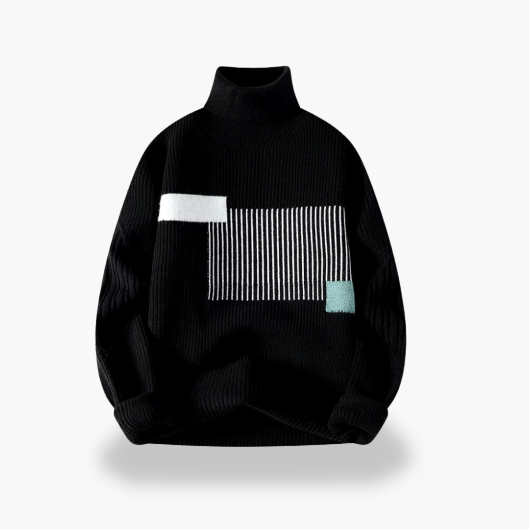 Turtleneck Sweater with Geometric Pattern Men | Altivaro