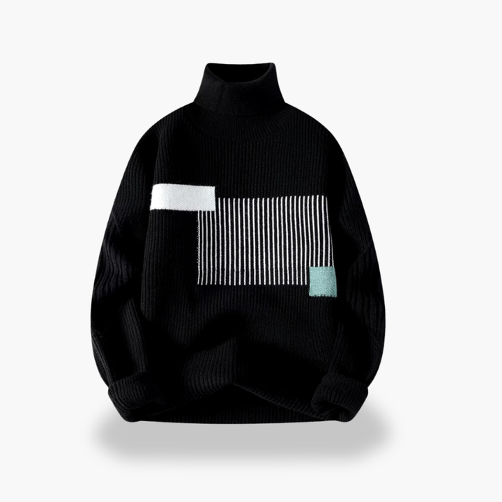 Turtleneck Sweater with Geometric Pattern Men | Altivaro