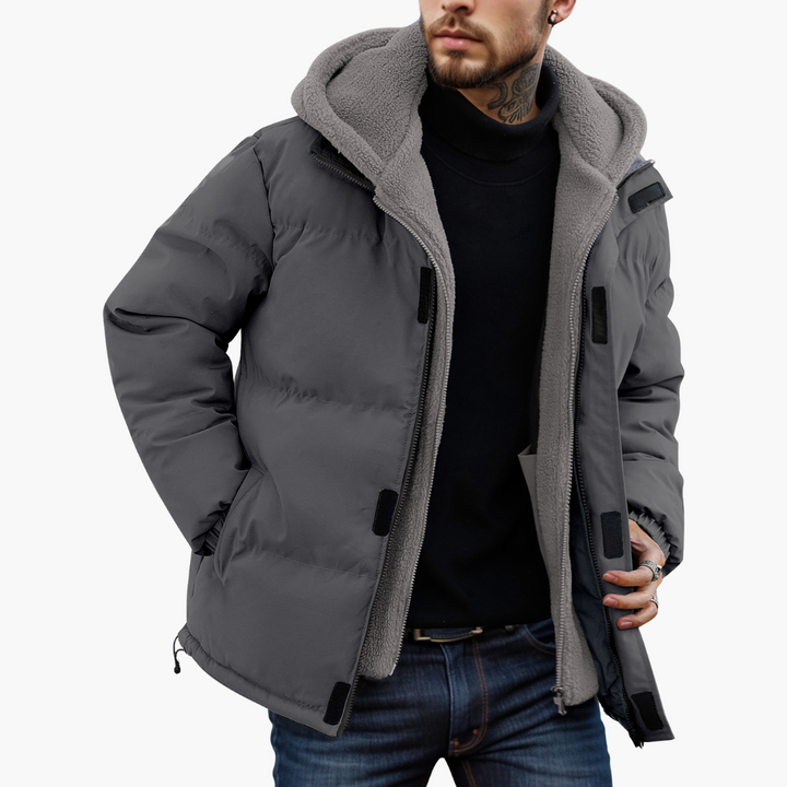 Men's Winter Padded Jacket with Lined Windproof Hood | Altivaro