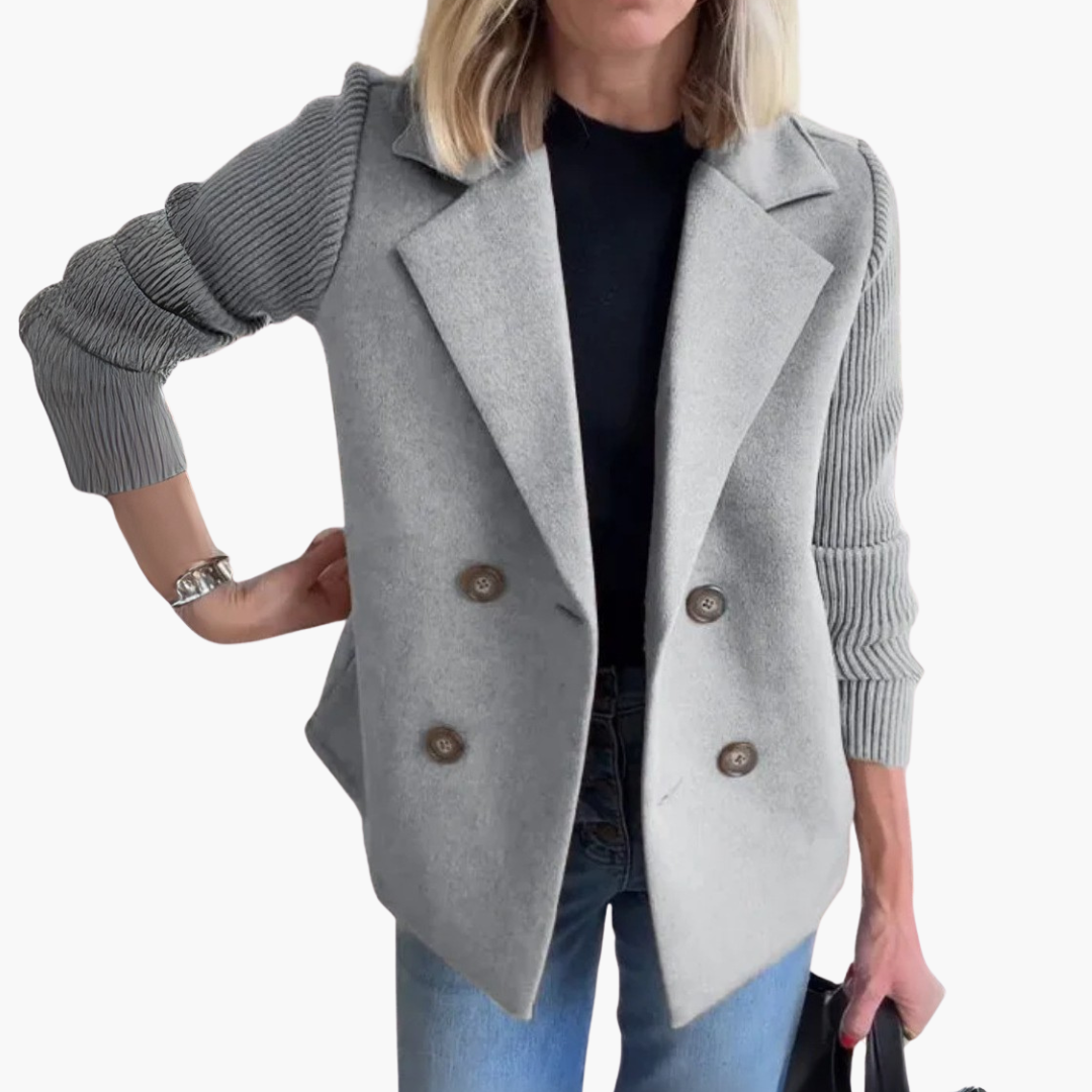 Women's Jacket with Ribbed Sleeves and Buttons | Altivaro