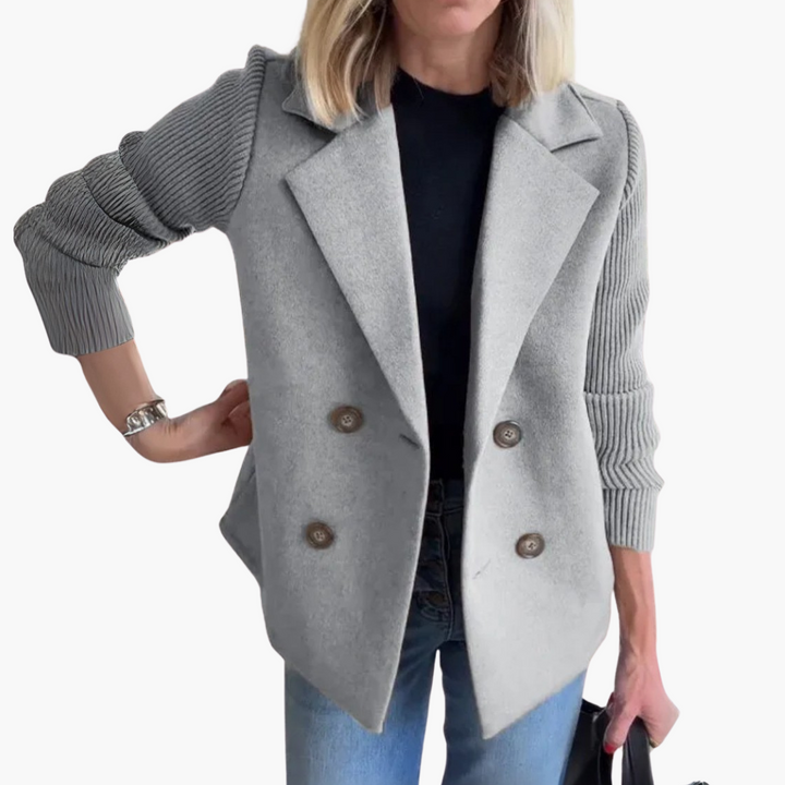 Women's Jacket with Ribbed Sleeves and Buttons | Altivaro