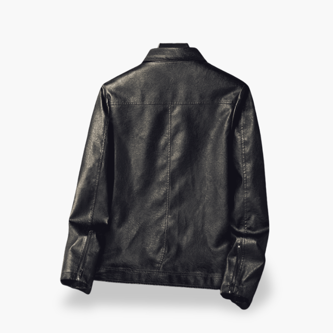 Men's Casual Faux Leather Jacket with Zip | Altivaro