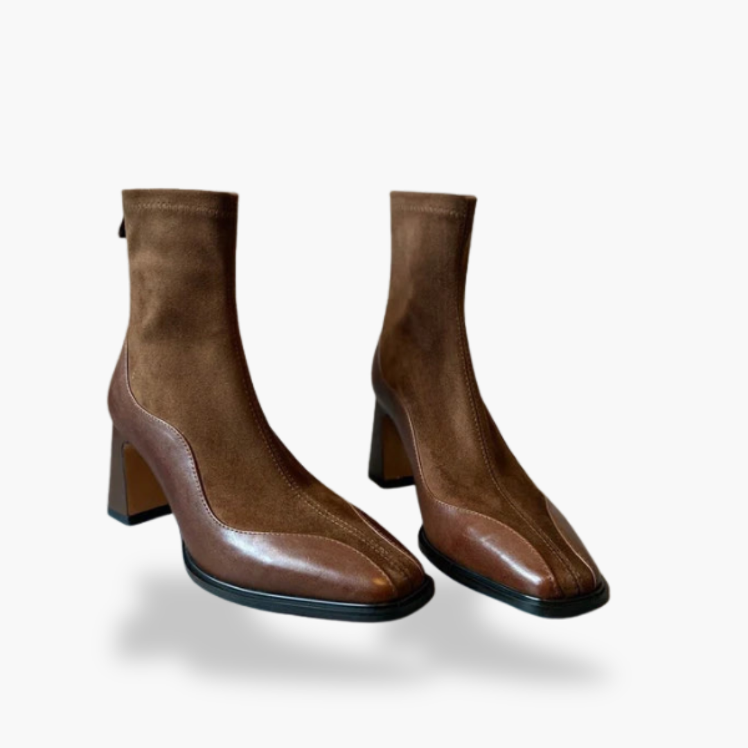 Women's Orthopedic Ankle Boots in Black and Brown Leather with Heel | Altivaro
