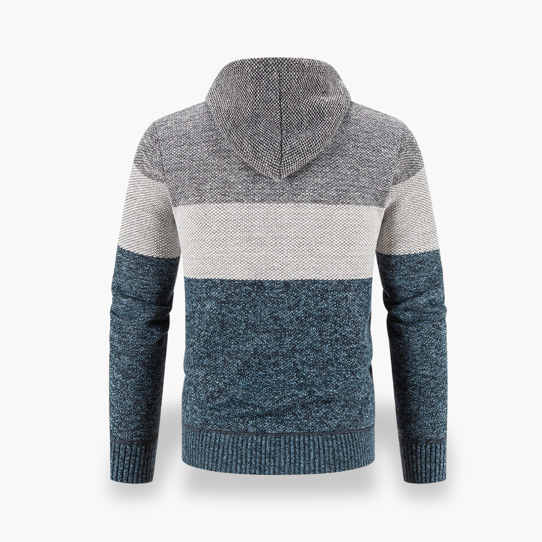 Men's hooded sweatshirt in mixed fabric, with zipper | Altivaro