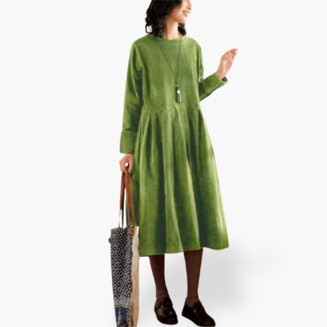 Women's Long Sleeve Dress with Pleats | Altivaro