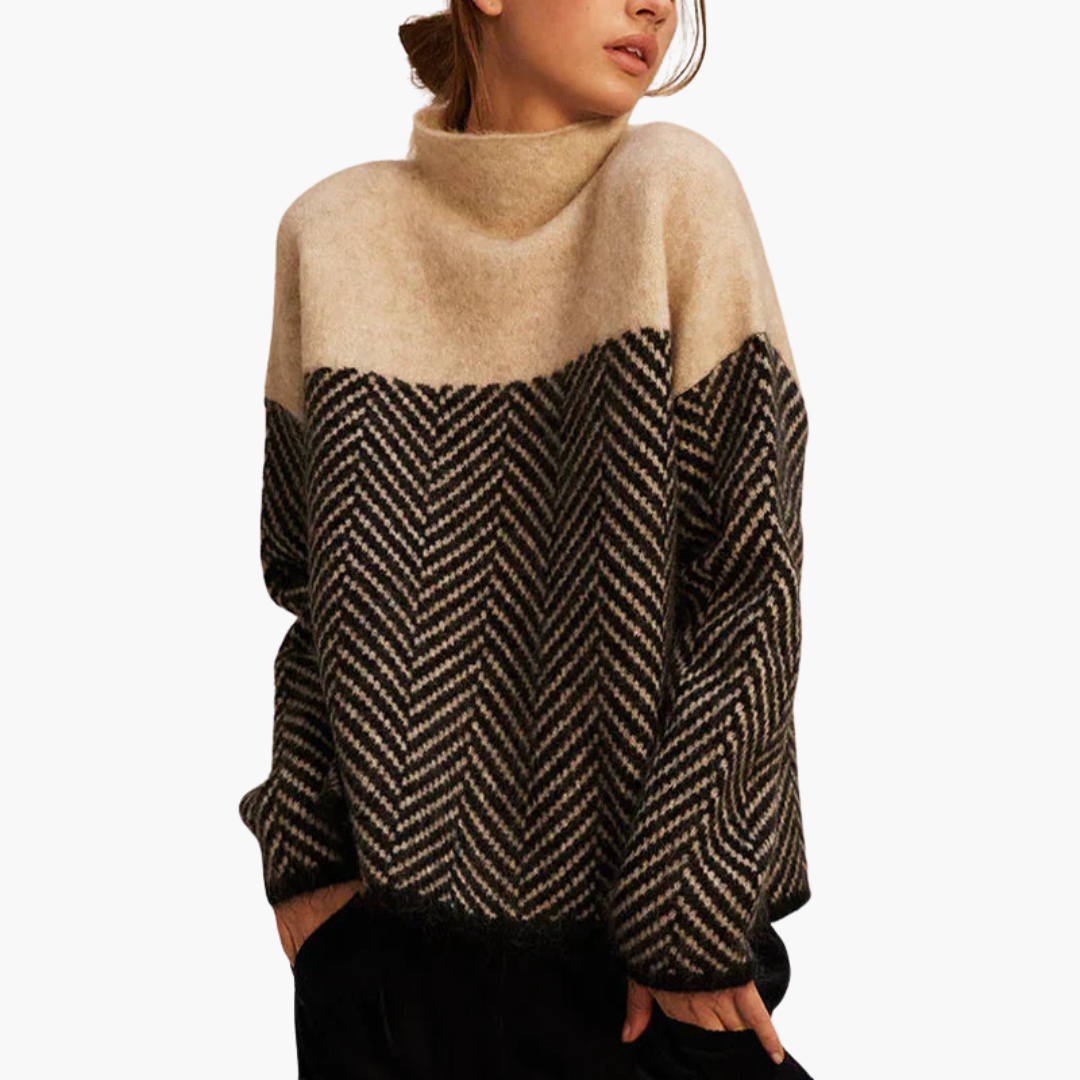 Women's Turtleneck Sweater Houndstooth | Altivaro