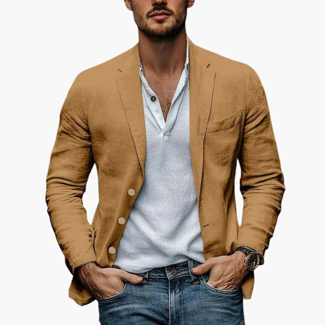 Men's Linen Jacket with Buttons | Altivaro