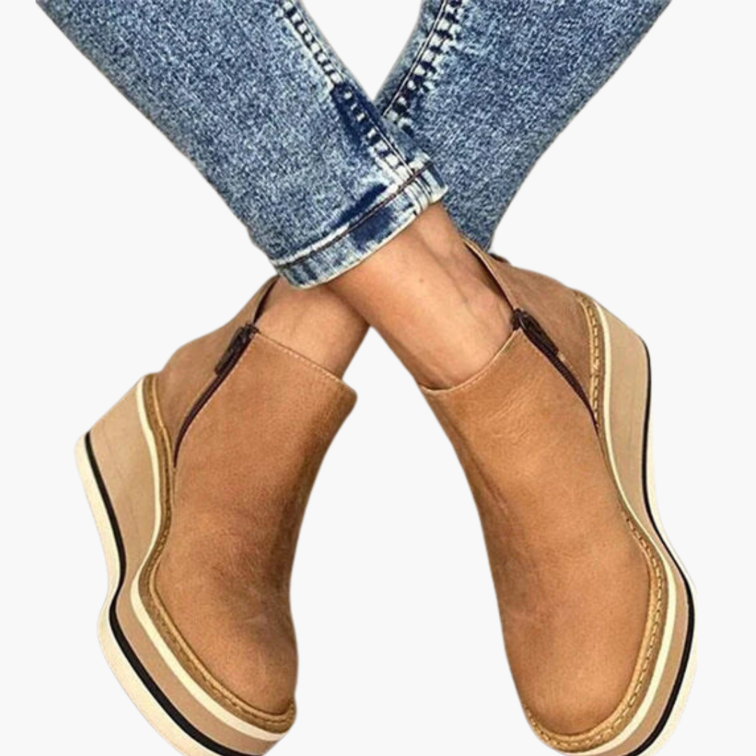 Women's Orthopedic Leather Ankle Boots with Side Zip | Altivaro