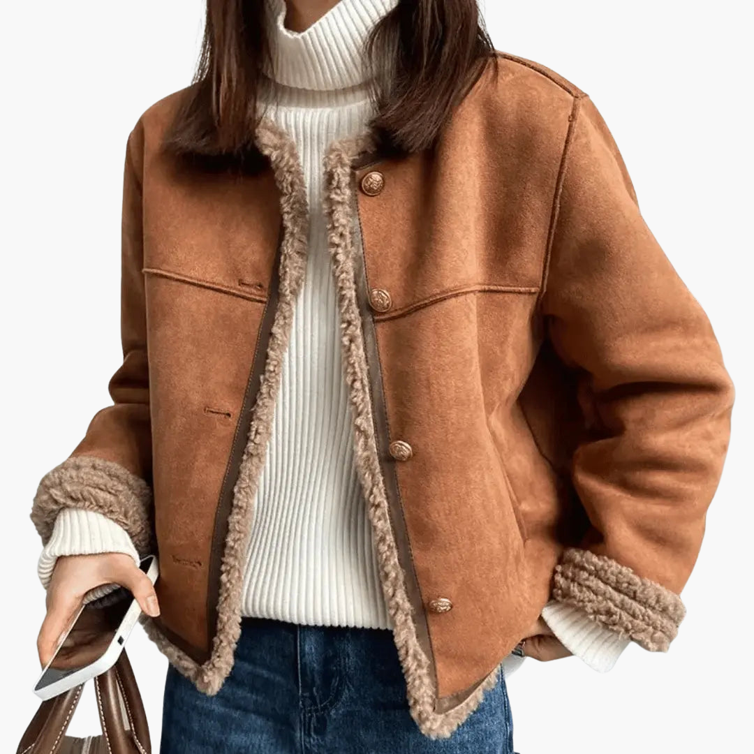 Women's faux leather jacket with fur trim | Altivaro