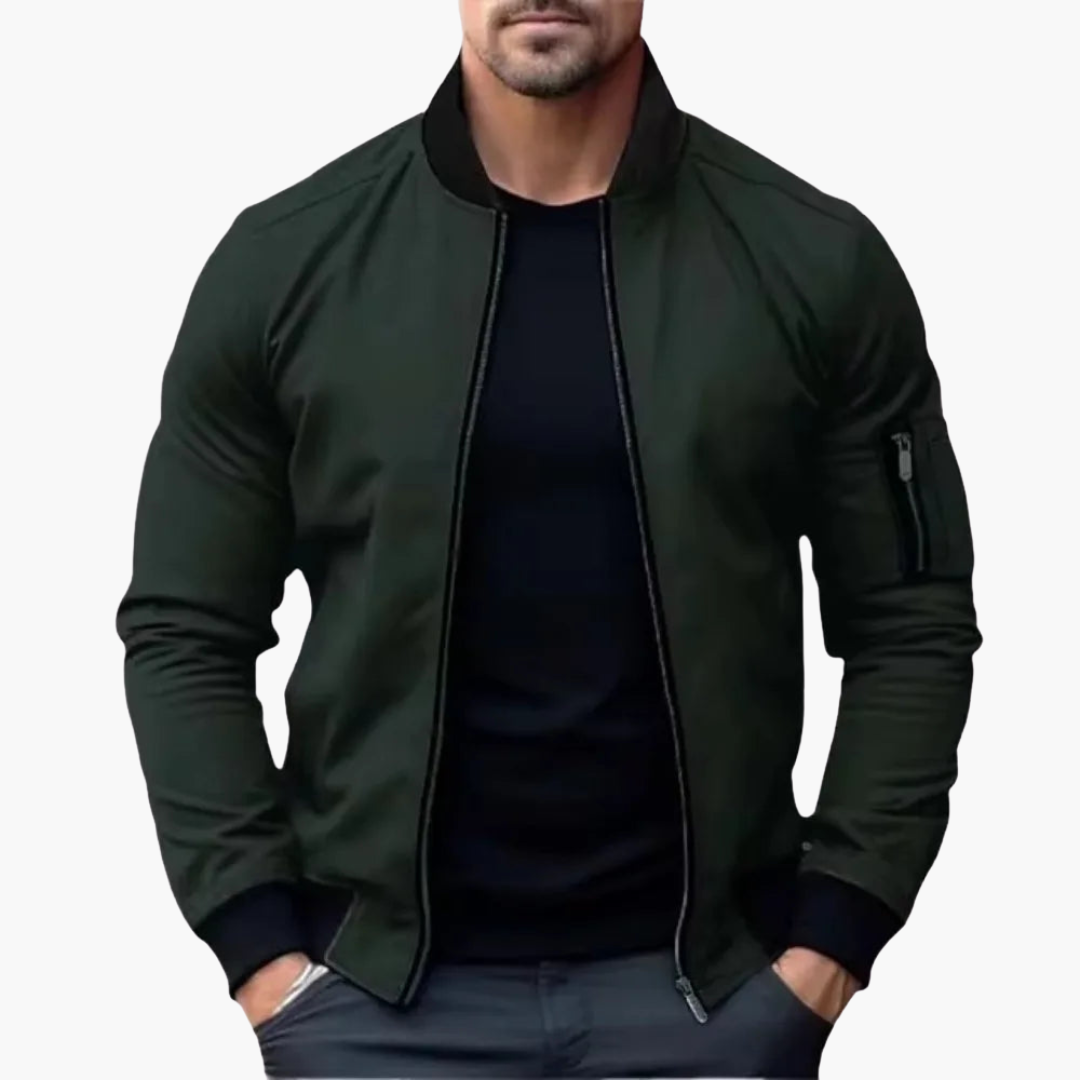 Men's Bomber Jacket in Lightweight Fabric with Front Zip | Altivaro