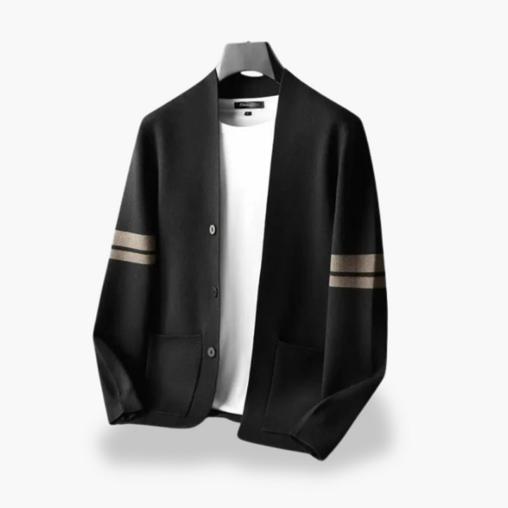 Men's Knit Cardigan with Side Stripes | Altivaro
