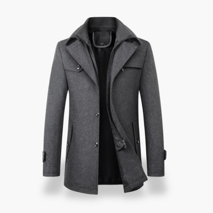 Men's Winter Wool Jacket with High Collar | Altivaro