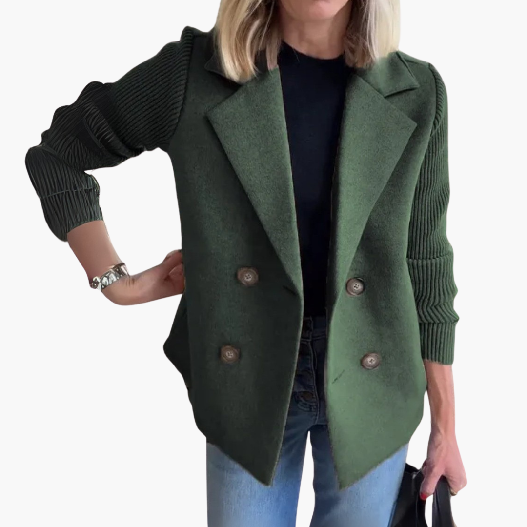 Women's Jacket with Ribbed Sleeves and Buttons | Altivaro