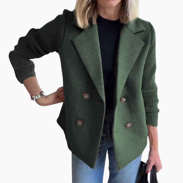 Women's Jacket with Ribbed Sleeves and Buttons | Altivaro