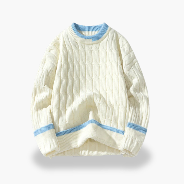Maglione Uomo in Maglia Intrecciata con Dettagli a Contrasto | Altivaro