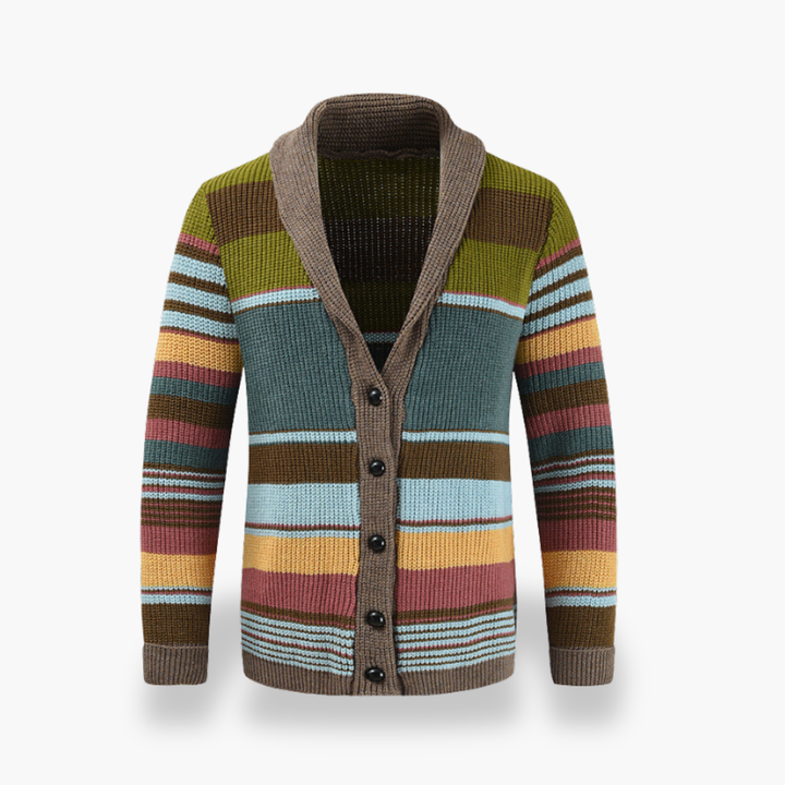 Men's Striped Knit Cardigan with Buttons | Altivaro