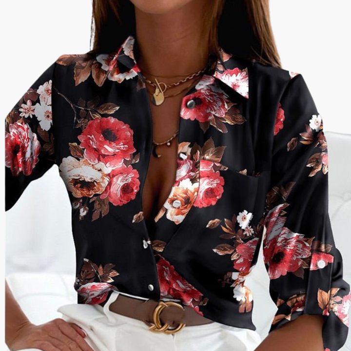 Camicia da Donna in Tessuto con Collo alla Moda e Stampa Geometrica | Altivaro