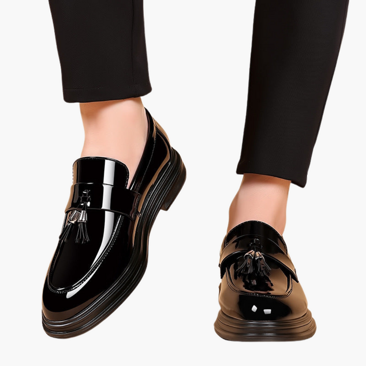 Men's Orthopedic Patent Leather Loafers with Elegant Tassels | Altivaro