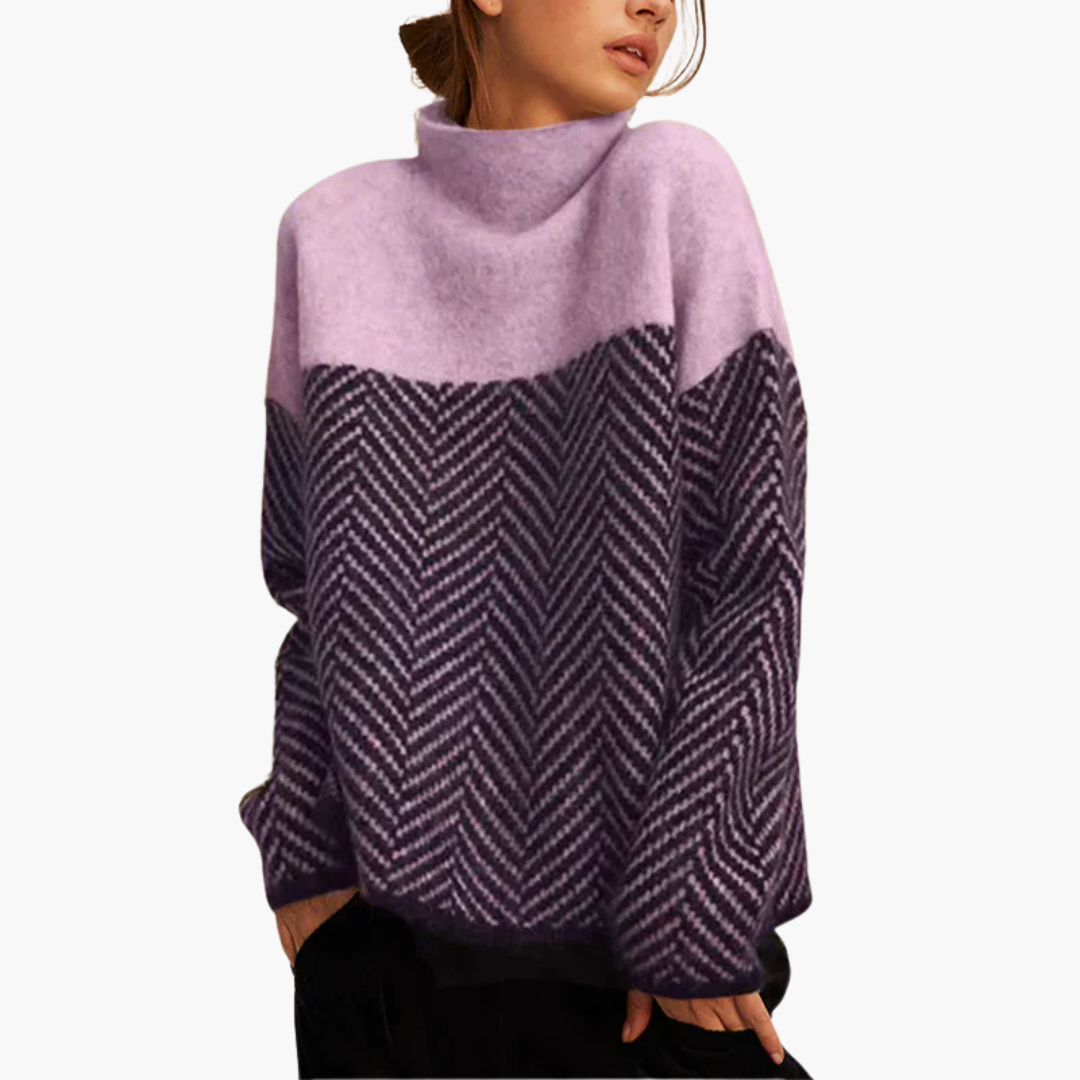 Women's Turtleneck Sweater Houndstooth | Altivaro
