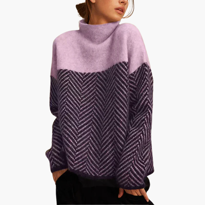 Women's Turtleneck Sweater Houndstooth | Altivaro