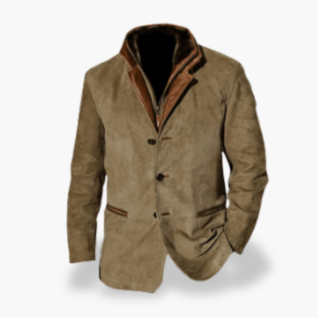 Men's Winter Jacket in Suede Leather with Buttons | Altivaro
