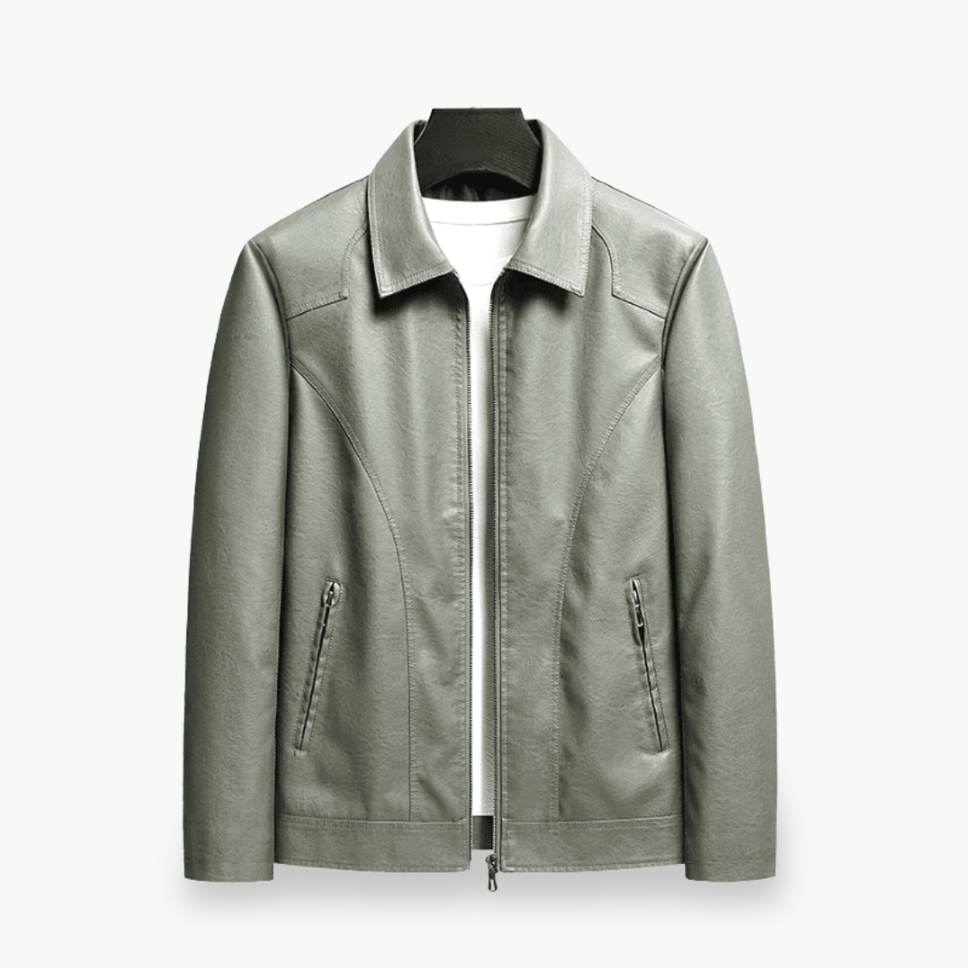 Men's Casual Faux Leather Jacket with Zip | Altivaro