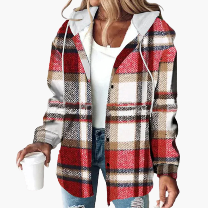 Giacca con Cappuccio da Donna a Quadri con Zip | Altivaro