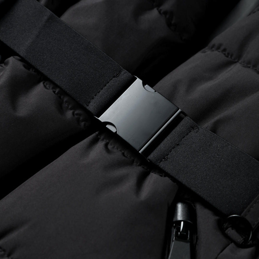 Women's Black Down Jacket with Winter Belt | Altivaro