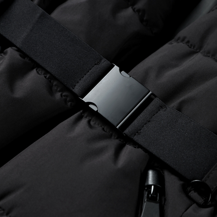 Women's Black Down Jacket with Winter Belt | Altivaro