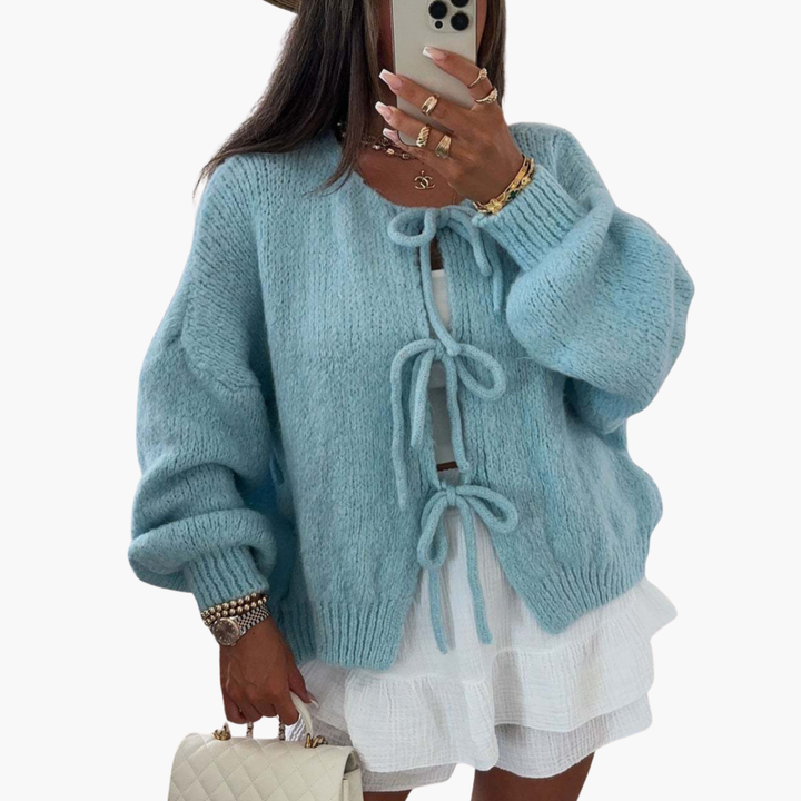 Cardigan con Laccetti e Maniche Larghe per Donna in Maglia | Altivaro