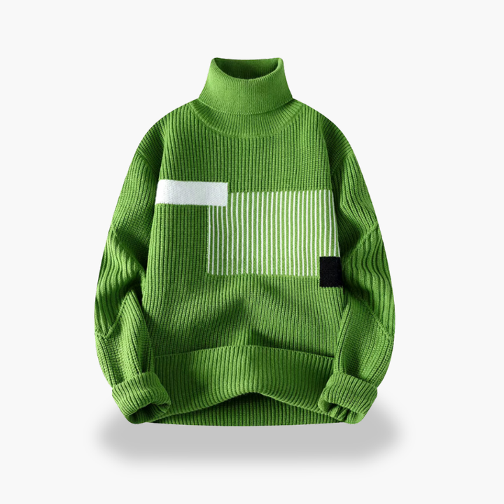 Turtleneck Sweater with Geometric Pattern Men | Altivaro