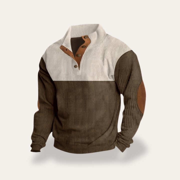 Maglione Uomo Collo Alto Lavorato Patch Pelle Finto | Altivaro
