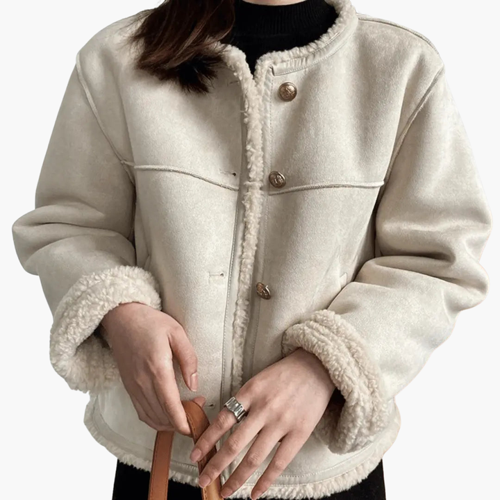 Women's faux leather jacket with fur trim | Altivaro