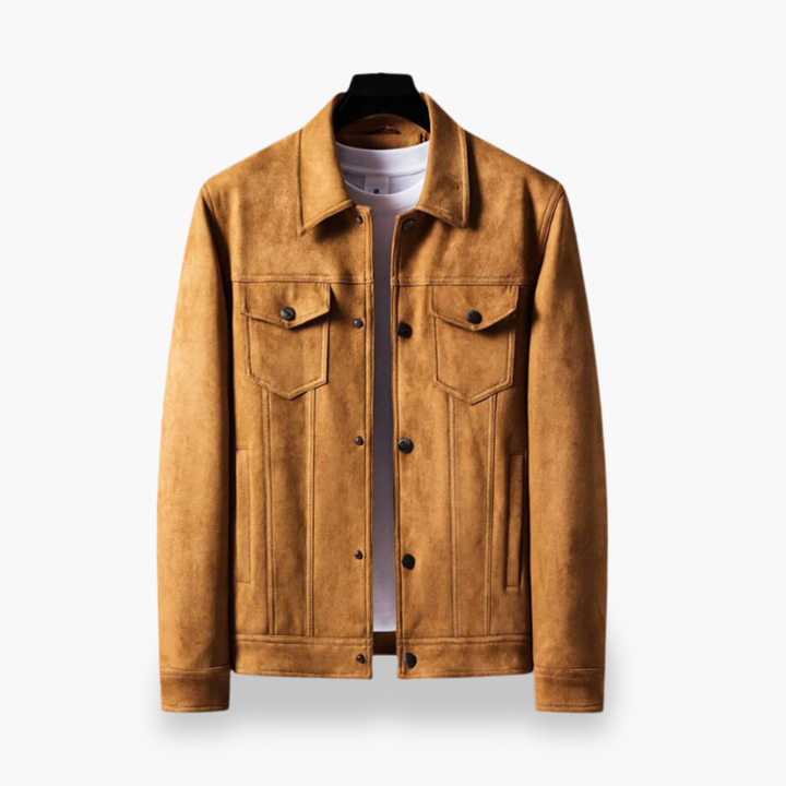 Men's Casual Faux Leather Jacket with Buttons | Altivaro