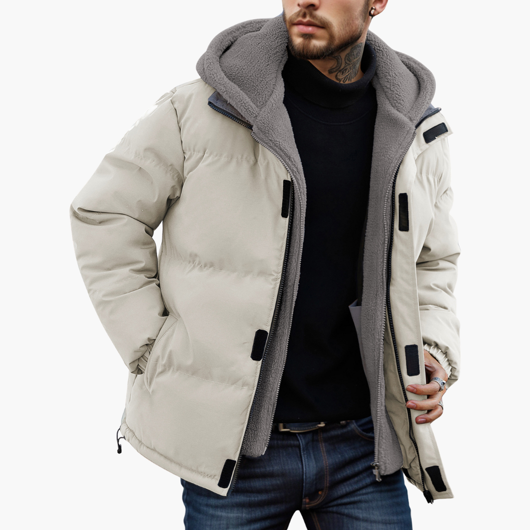 Men's Winter Padded Jacket with Lined Windproof Hood | Altivaro