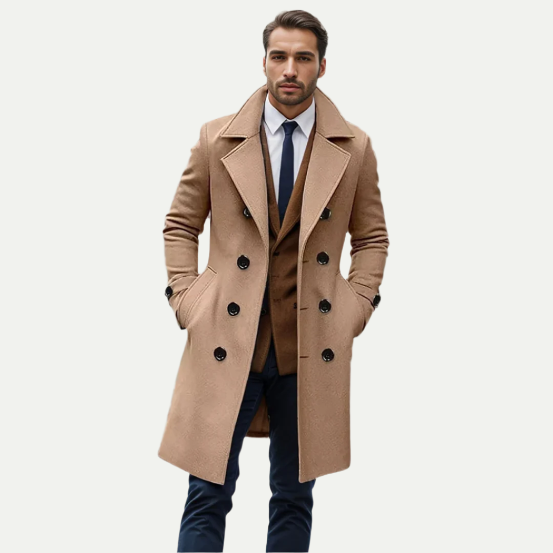 Men's Long Double-Breasted Winter Coat | Altivaro