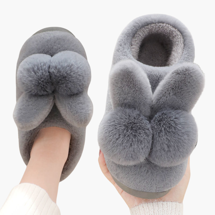 Scarpe ortopediche da donna in pelliccia sintetica con fiocco e pompon | Altivaro