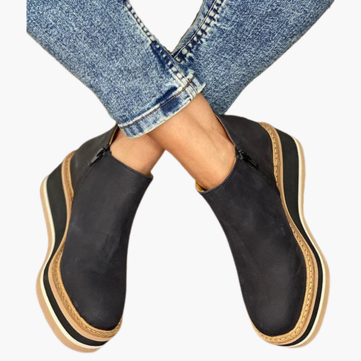 Women's Orthopedic Leather Ankle Boots with Side Zip | Altivaro