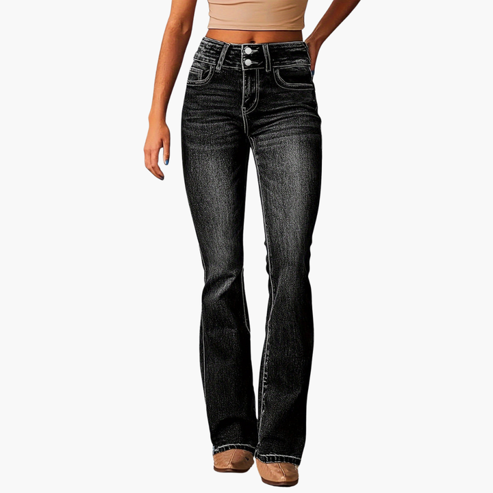 Jeans Bootcut Donna con Vita Alta e Bottoni | Altivaro