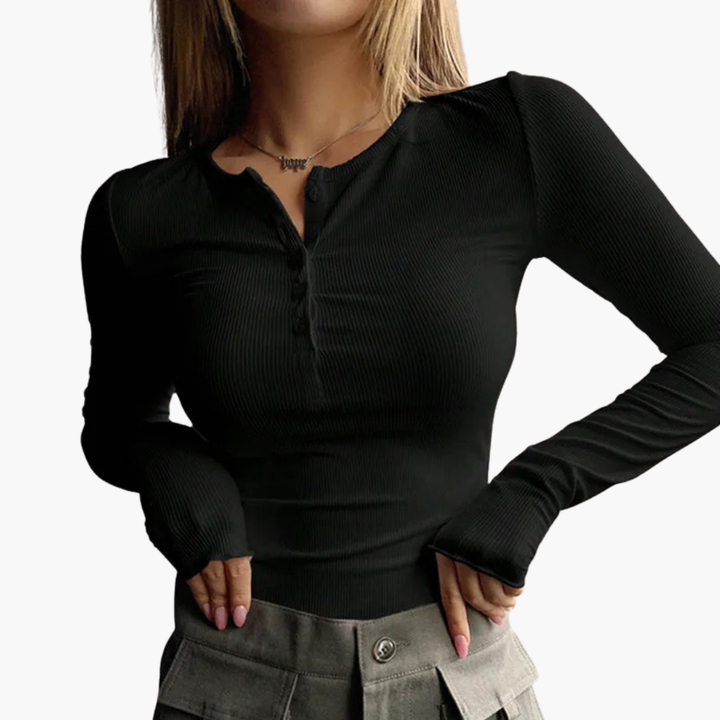 Women's Long Sleeve Polyester Shirt with Buttons | Altivaro
