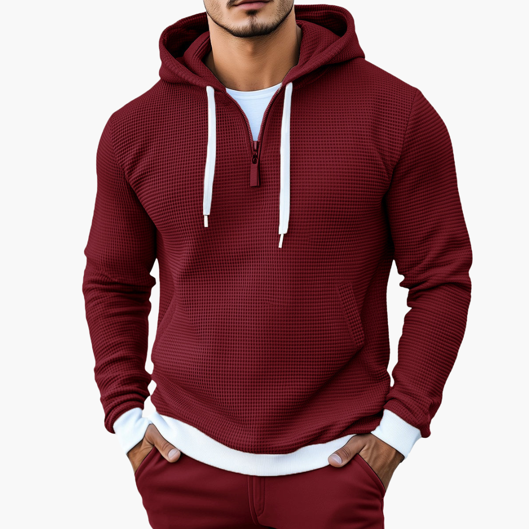 Men's Hoodie Half-Zip Thermal Knit Sweater | Altivaro